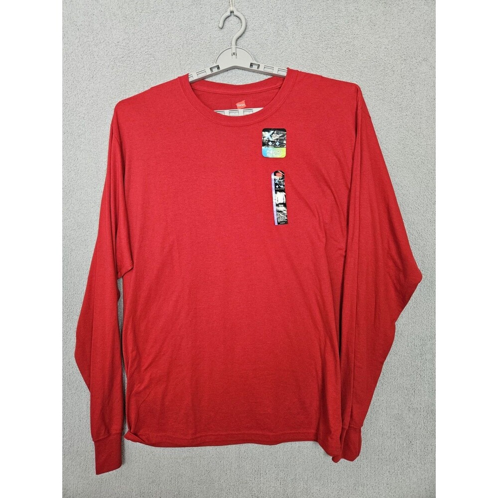 5X‎ Hanes Men's X-temp Tagless Long Sleeve Crew Neck T-shirt Red Size 2XL
